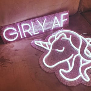 GIRLY AF on Pink Glitter Perspex